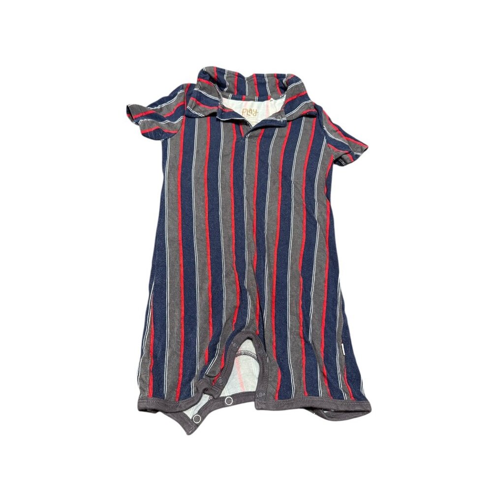 Little Sleepies Play Suited Stripes Romper 12-18 Months Blue/Red Cotton Blend Co